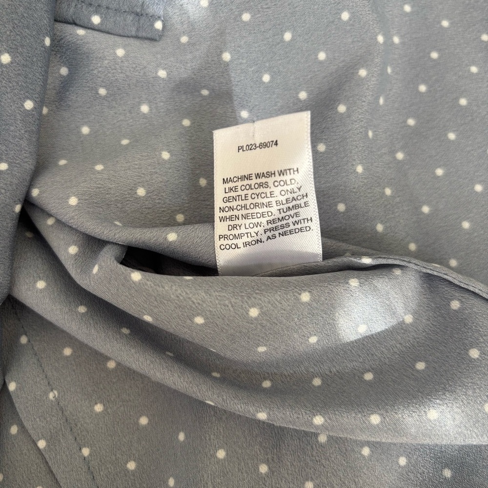 Pendleton Dusty Blue w/White Polka Dot Button-Up Shirt Women’s Size 8P - Picture 8 of 11